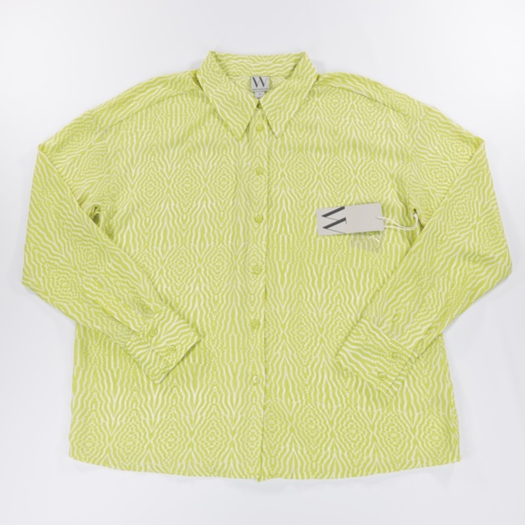Worthington Tops - Worthington Women Collared Long Sleeve Button Up Shirt Green‎ Size M